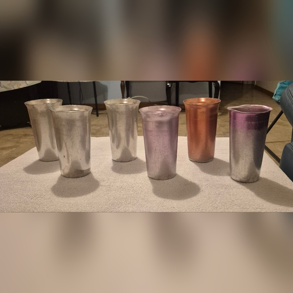 Vintage Kokeshi Craft Anodized Aluminum Tumblers MCM Japan Mixed Colors Lot of 7